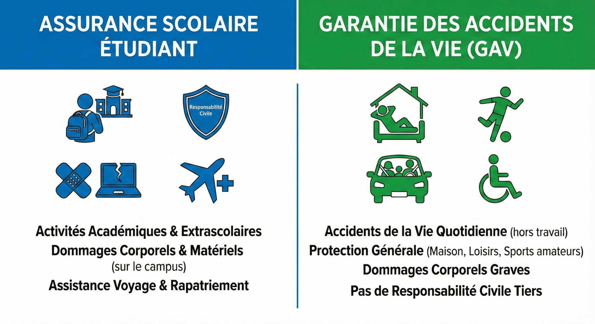Assurance scolaire vs assurance GAV (Garantie Accidents de la Vie)  Laquelle choisir