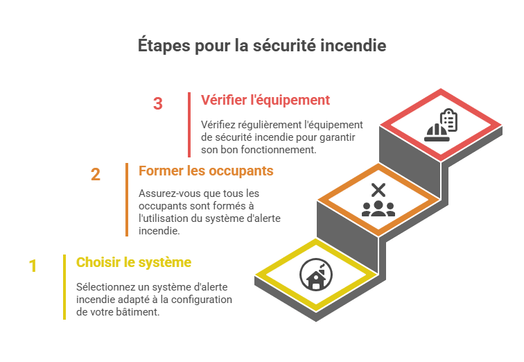 Étapes pour la sécurité incendie