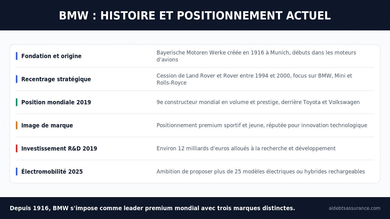 Fiche historique et positionnement de BMW dans l'industrie automobile mondiale