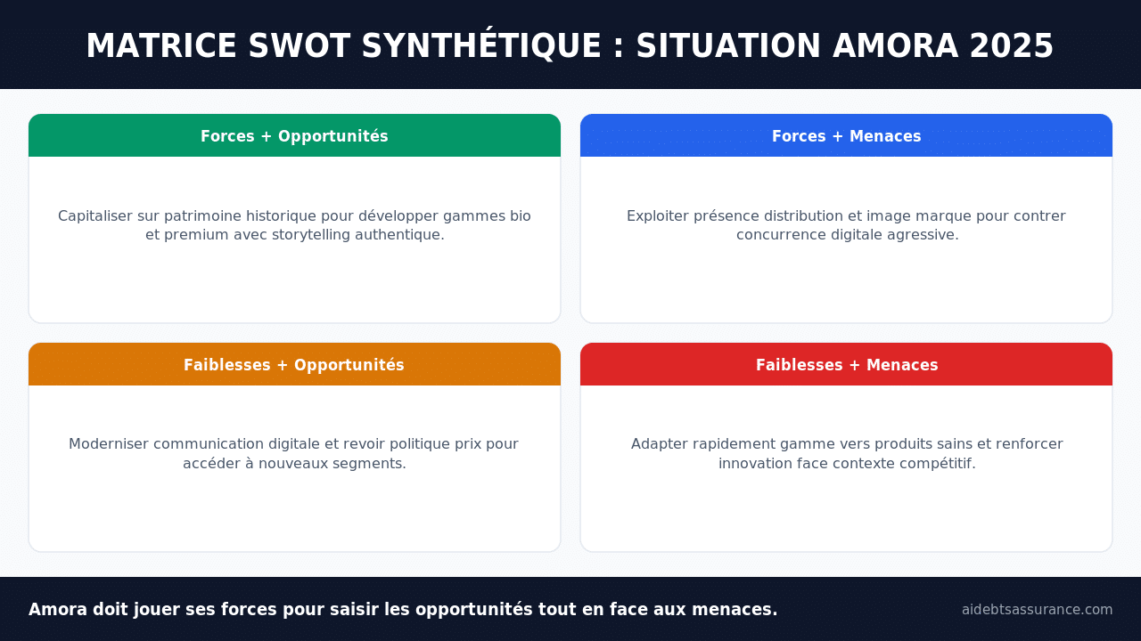 Matrice SWOT Amora forces faiblesses opportunités menaces stratégie