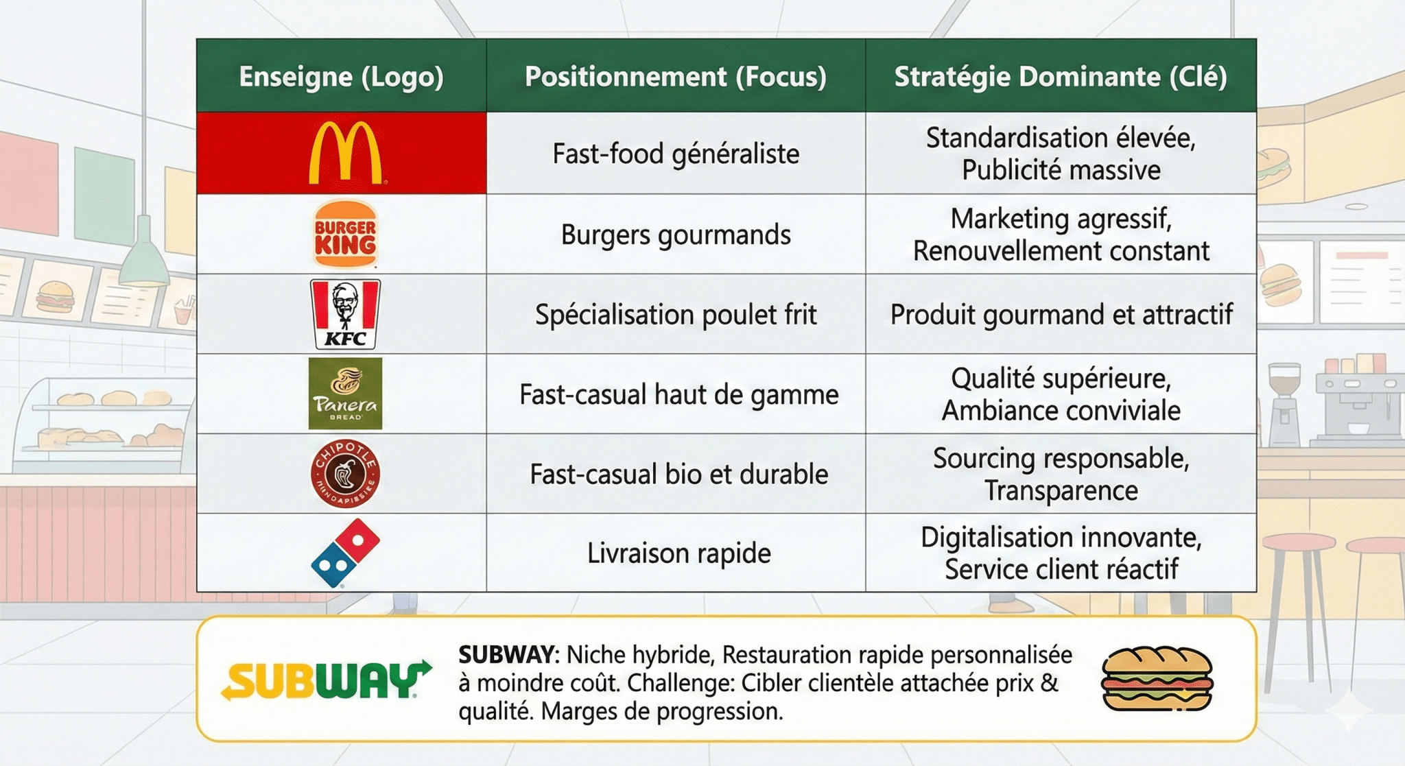 Analyse comparative avec d’autres grands noms du fast-food  points communs et spécificités