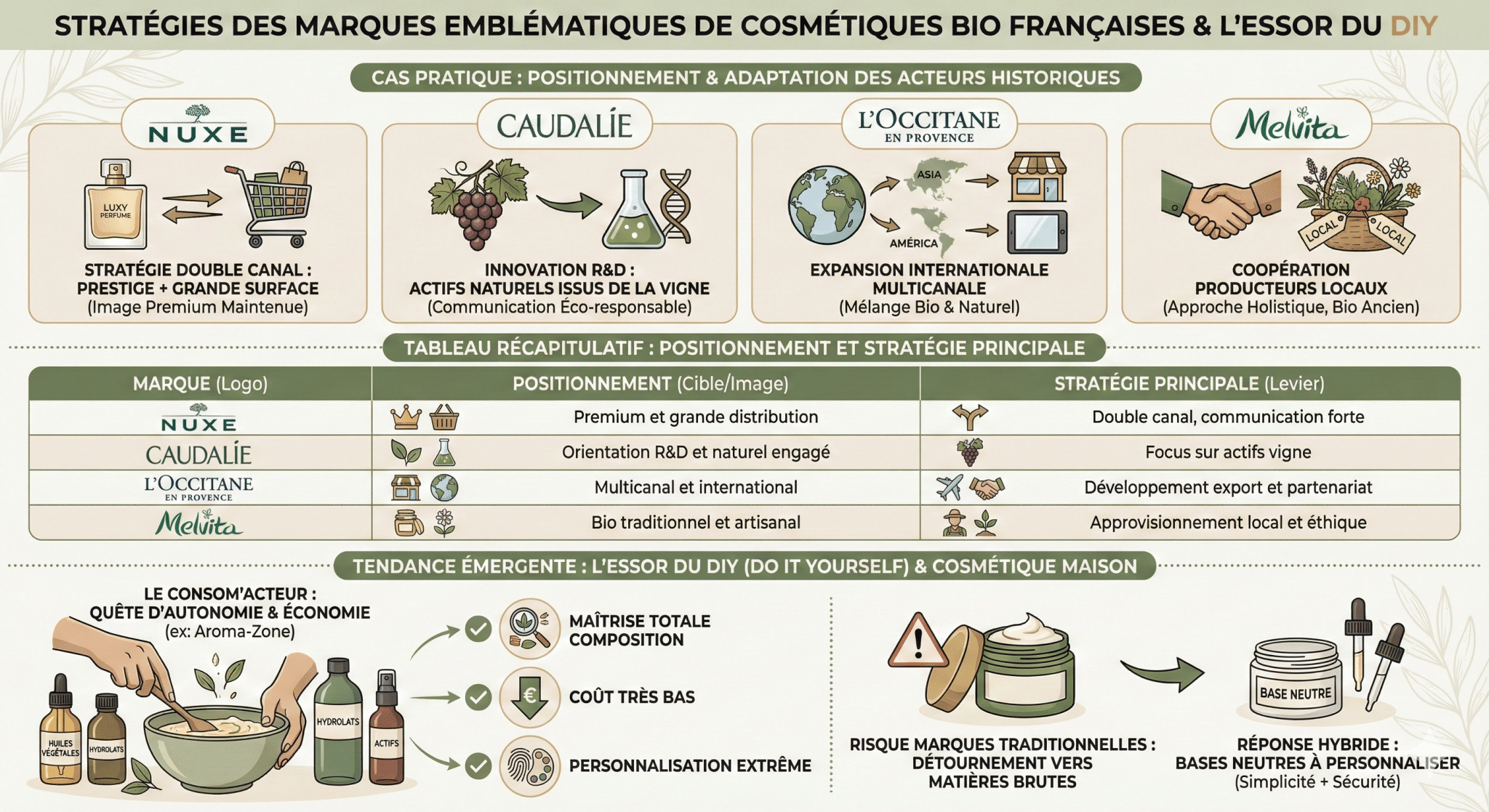 Cas pratique  stratégies des marques emblématiques françaises de cosmétiques bio