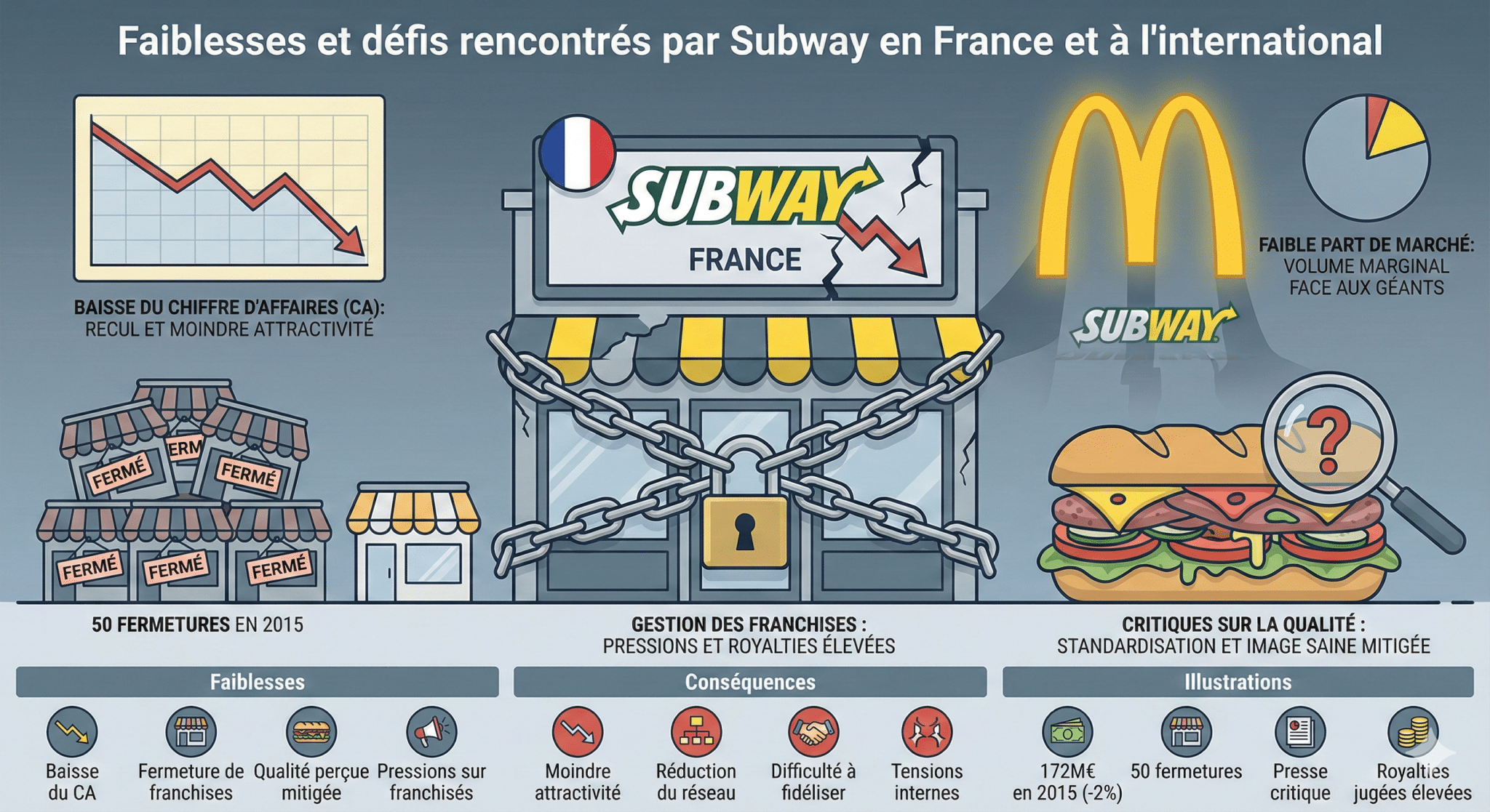 Faiblesses et défis rencontrés par Subway en France et à l’international