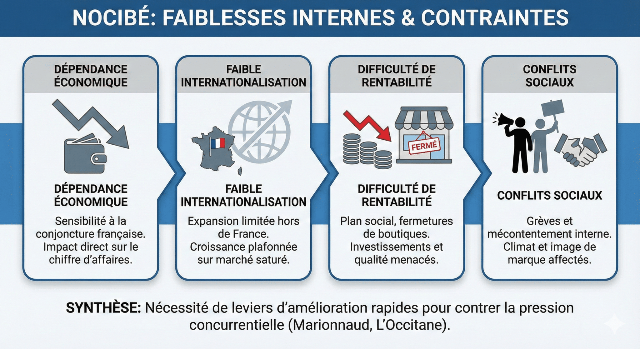 Faiblesses internes  leviers de progrès et contraintes pour Nocibé
