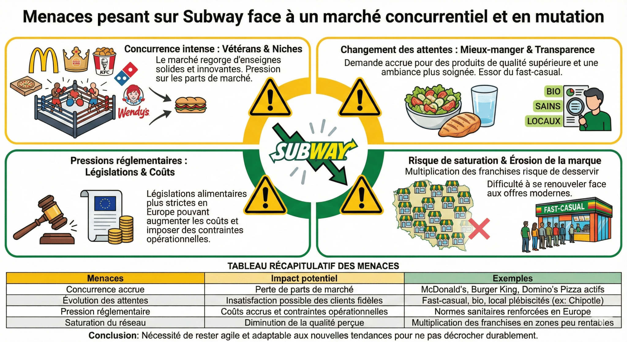 Menaces pesant sur Subway face à un marché concurrentiel et en mutation