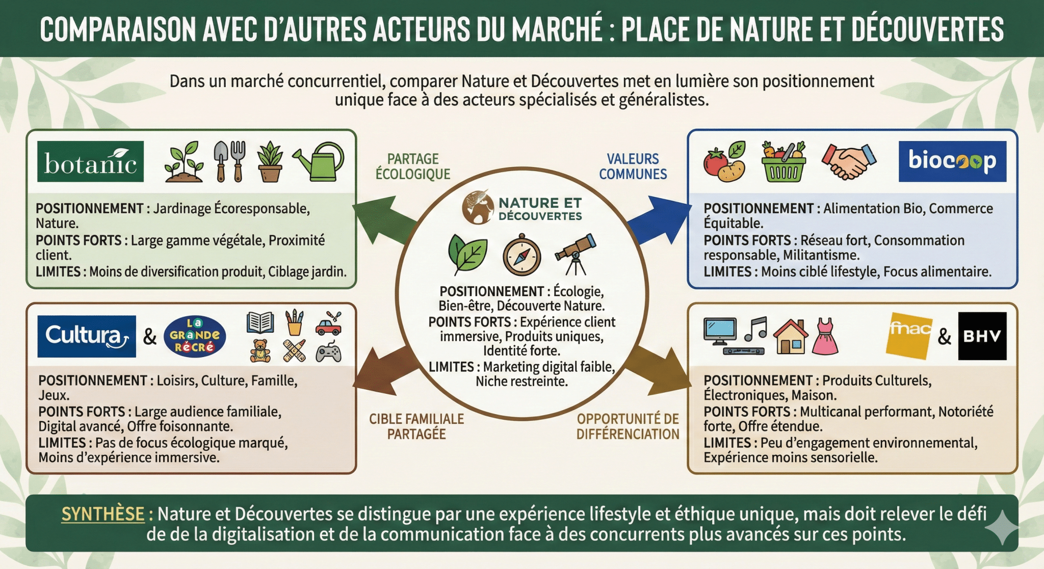 Comparaison avec d’autres acteurs du marché  place de Nature et Découvertes