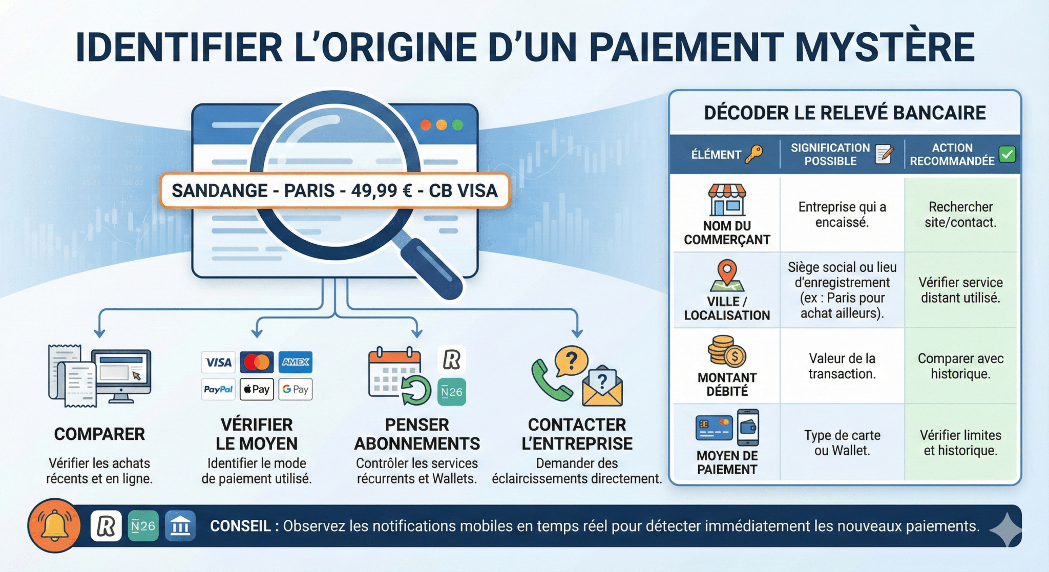 Identifier l’origine du paiement mystère sur votre compte bancaire