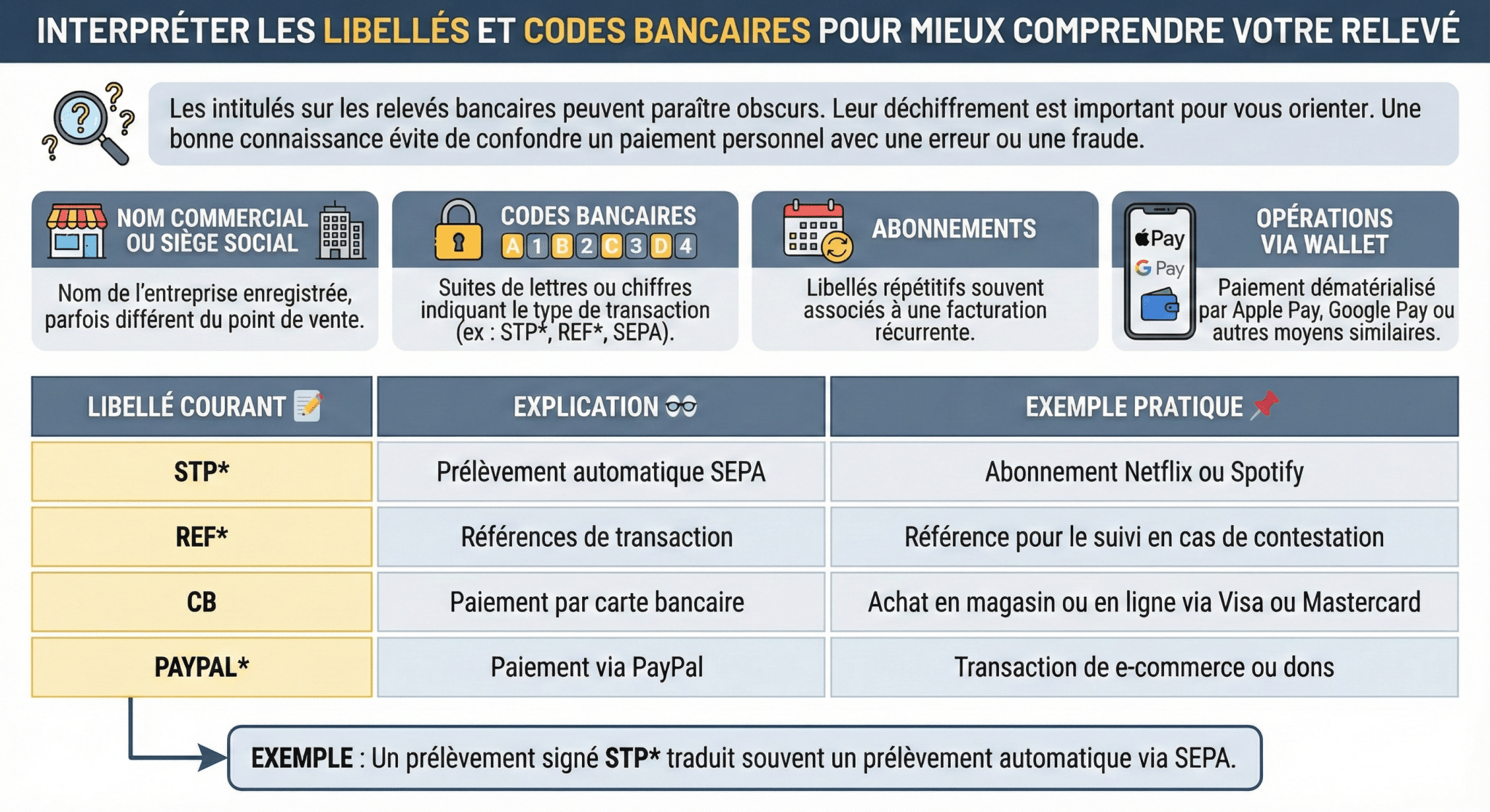 Interpréter les libellés et codes bancaires pour mieux comprendre votre relevé