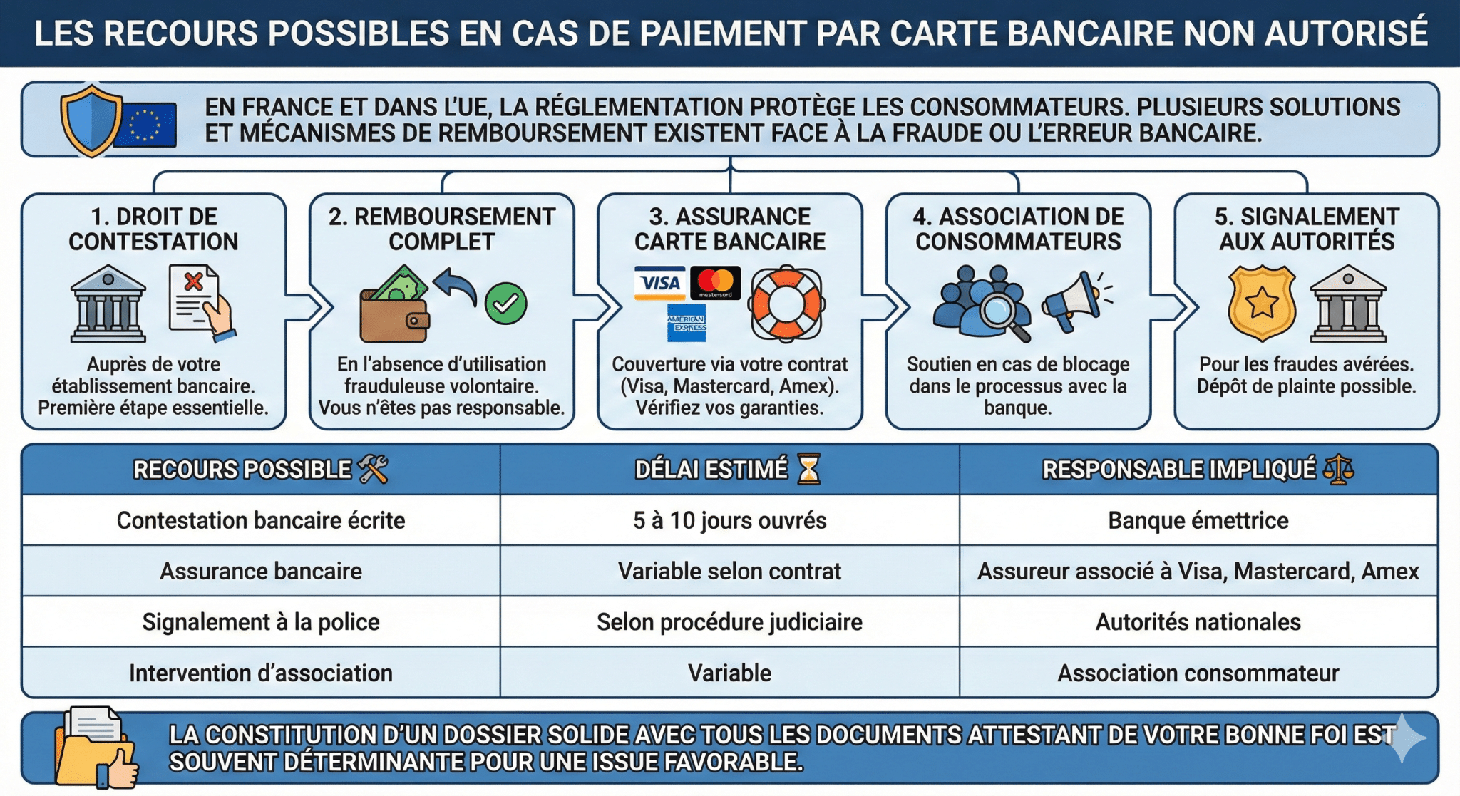 Les recours possibles en cas de paiement par carte bancaire non autorisé