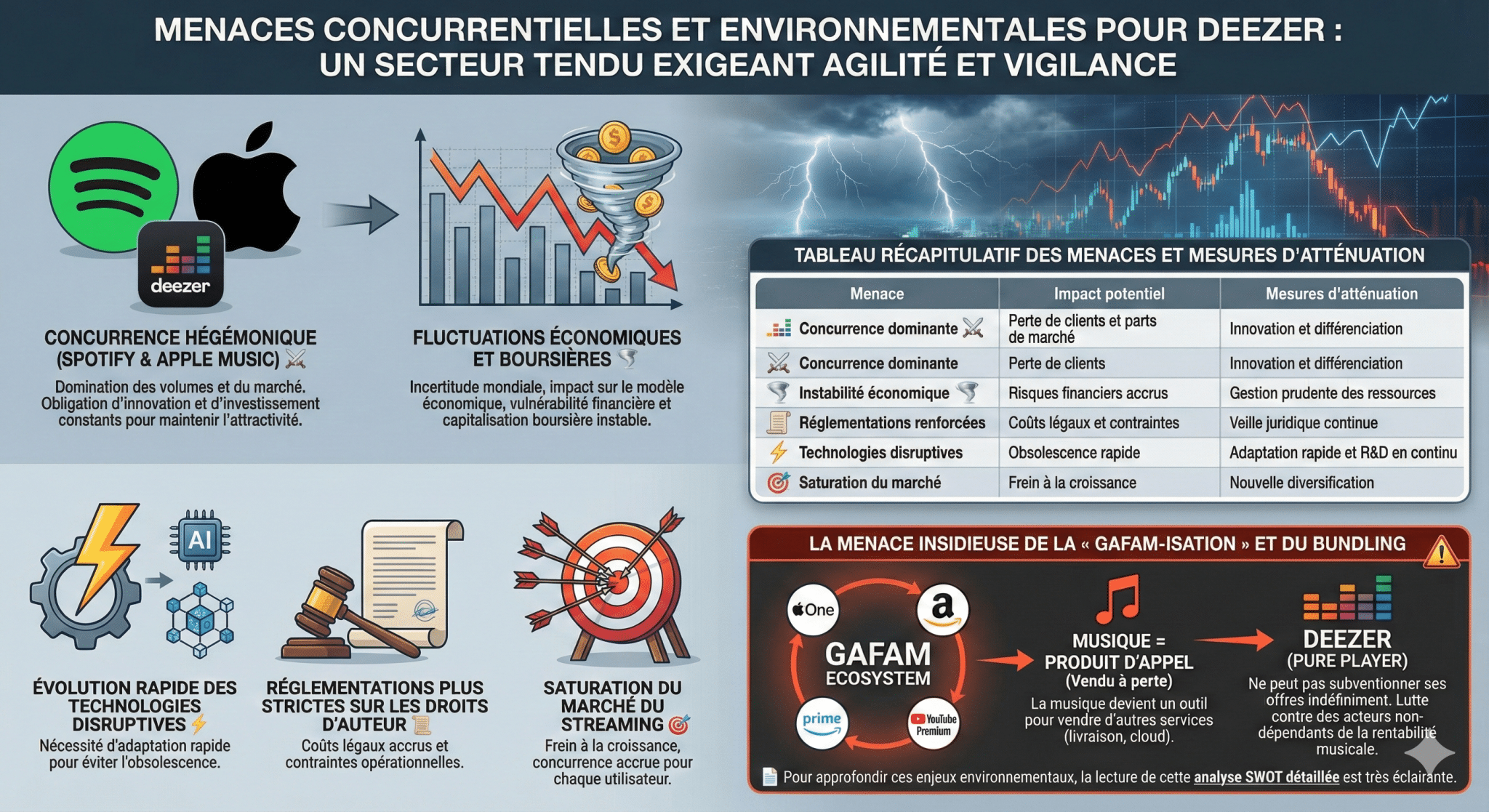 Menaces concurrentielles et environnementales pour Deezer  un secteur tendu exigeant agilité et vigilance