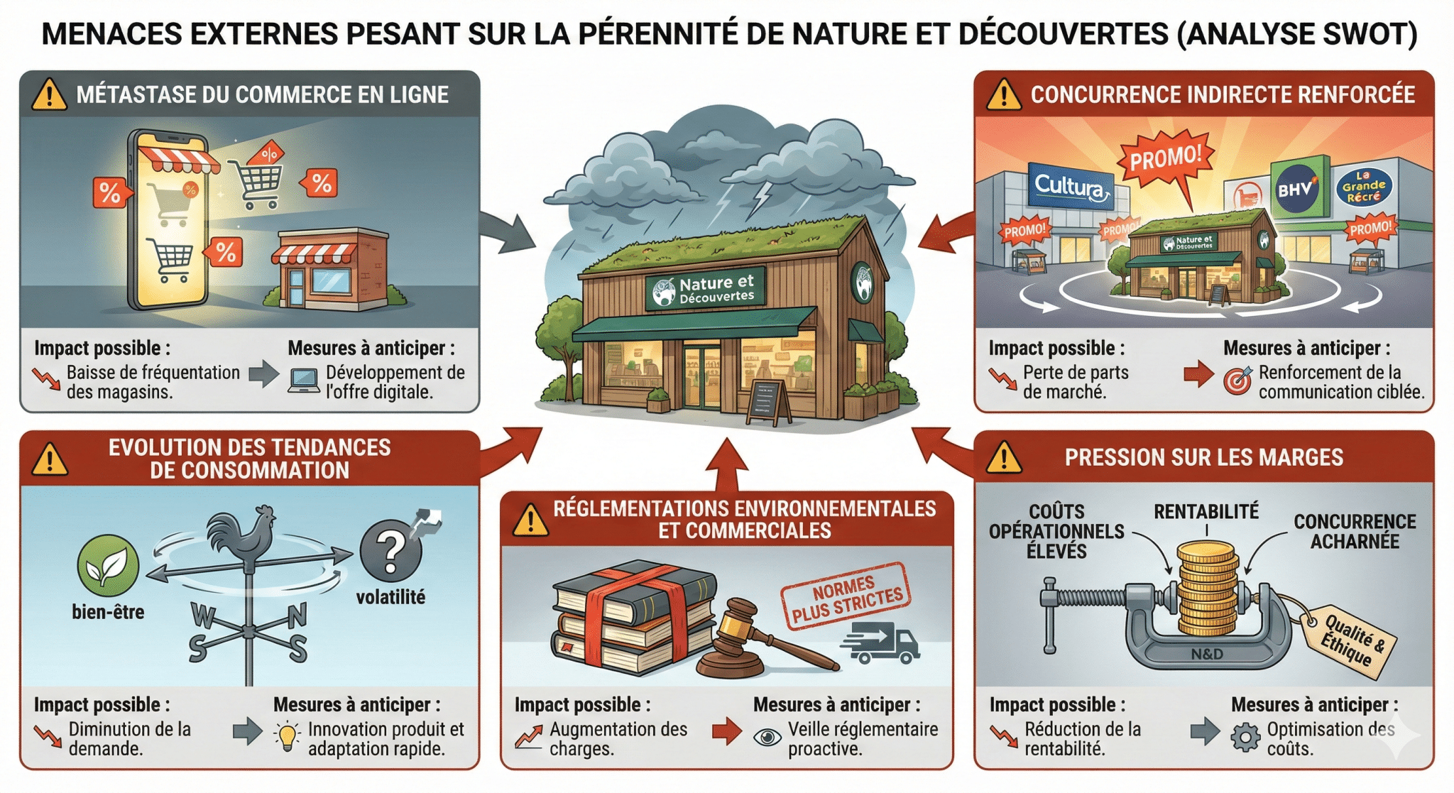Menaces externes pesant sur la pérennité de Nature et Découvertes