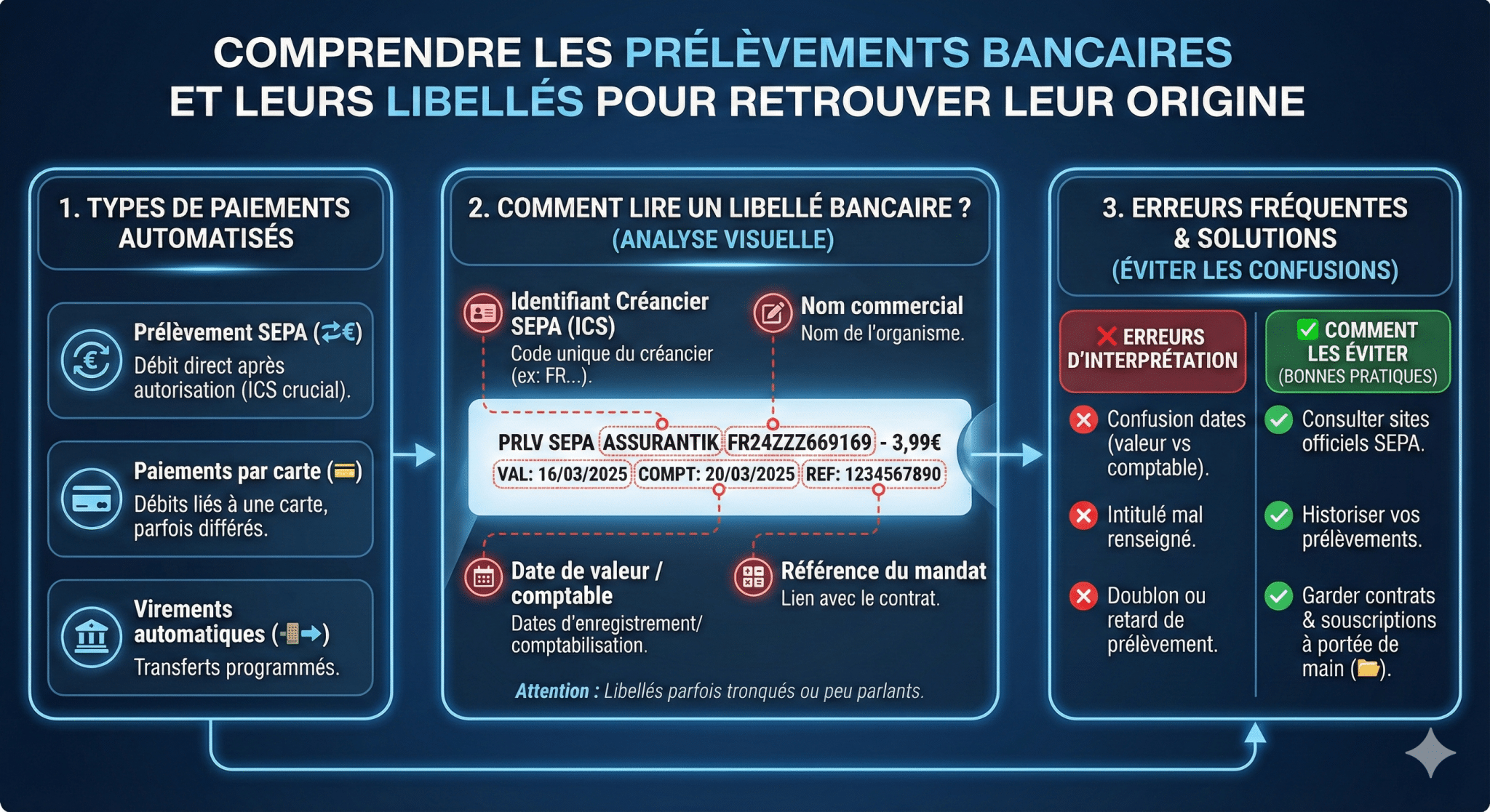 Comprendre les prélèvements bancaires et leurs libellés pour retrouver leur origine