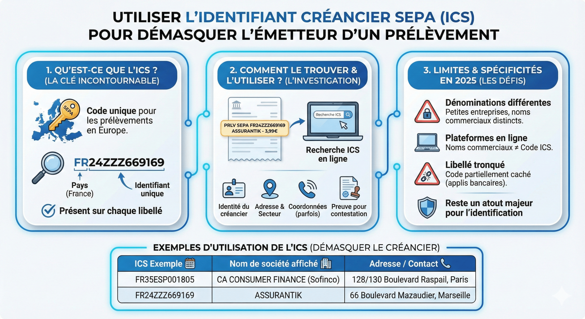 Utiliser l’Identifiant Créancier SEPA (ICS) pour démasquer l’émetteur d’un prélèvement