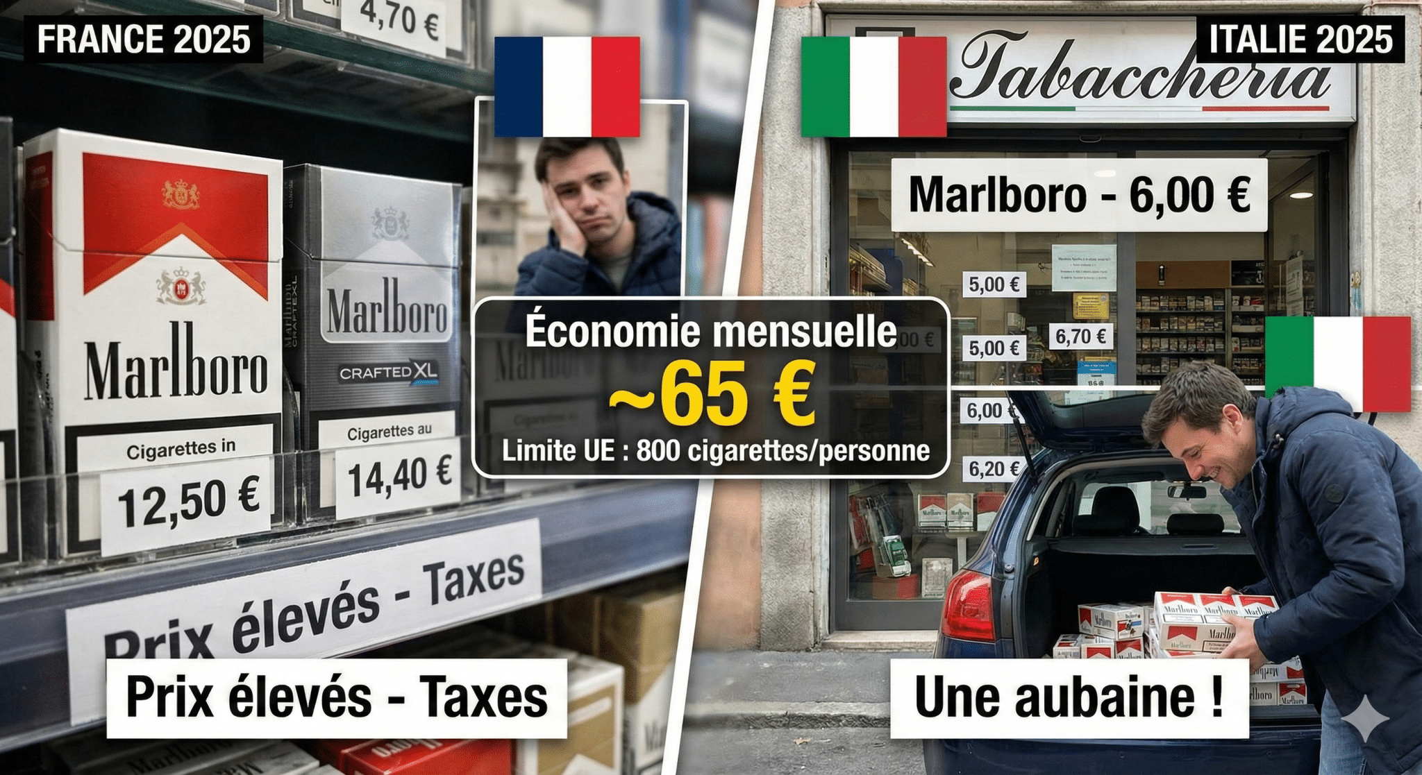 Le prix des cigarettes en Italie en 2025 une aubaine pour les fumeurs français