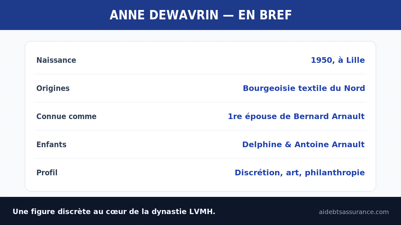 Fiche : qui est Anne Dewavrin, première épouse de Bernard Arnault