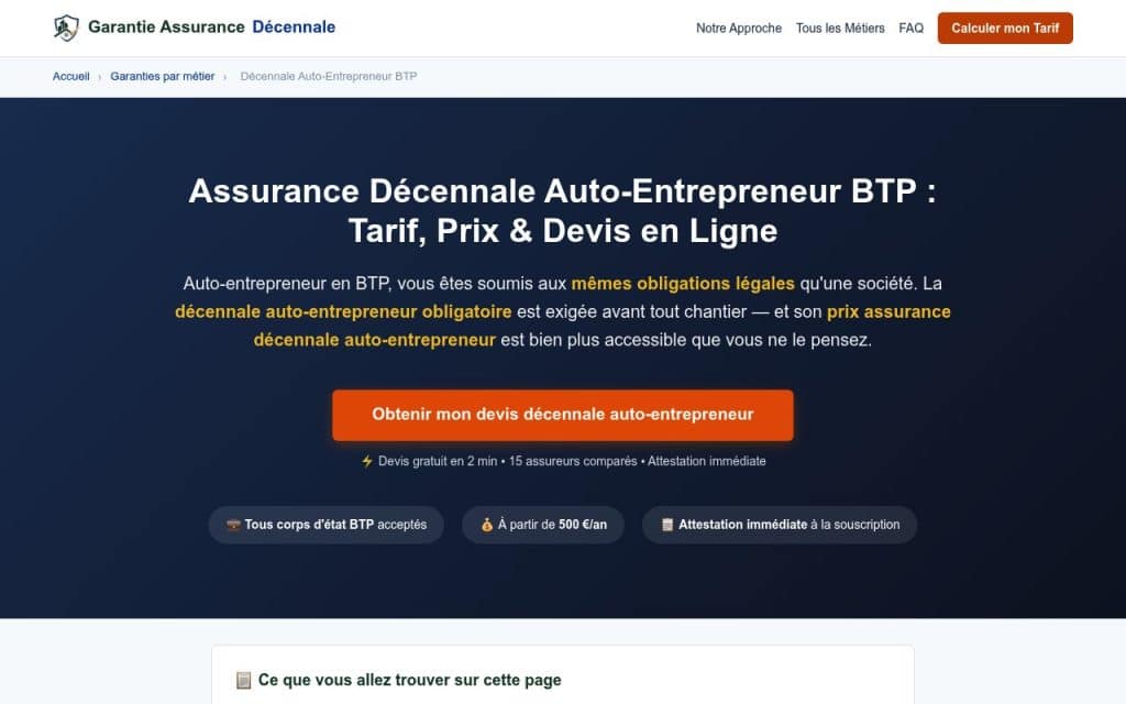 Meilleurs assurance décennale pour auto-entrepreneur en France : comparatif et avis 2026