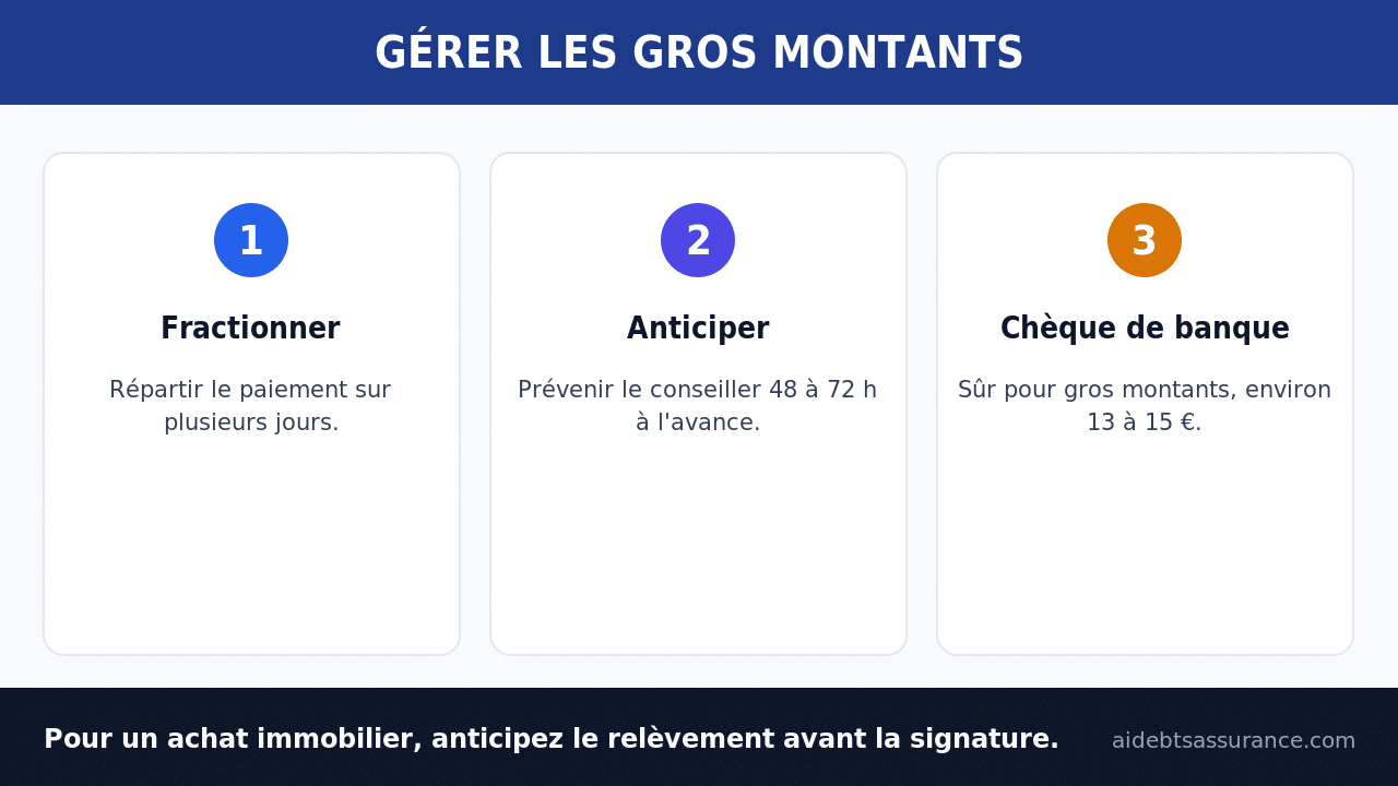 Infographie : stratégies pour gérer les gros virements à La Banque Postale