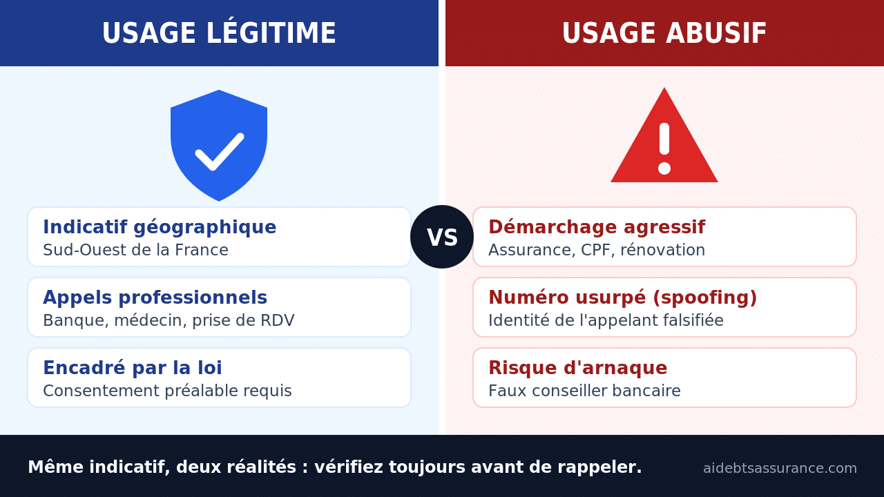 Infographie : usage légitime contre usage abusif du numéro 0568